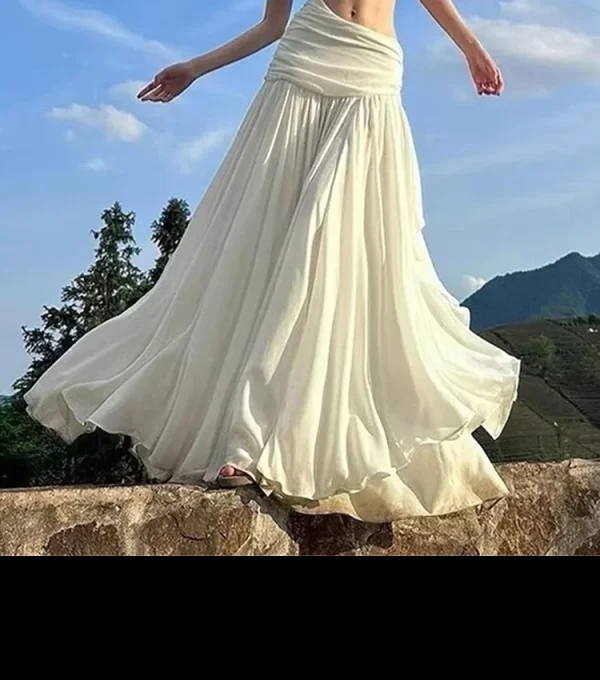 Nibber Elegant Maxi Dress Women Summer Off-shoulder Sleeveless Cut Out Beach Long Indie Folk Temperament For Vacation Vestidos