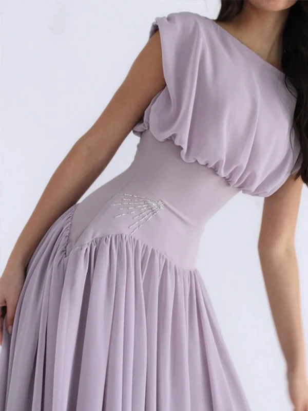 Elegant Chiffon A-Line Dresses Women O Neck Cap Sleeves Long Party Dress 2025 Spring Summer Chic Ladies Evening Gowns - Image 6